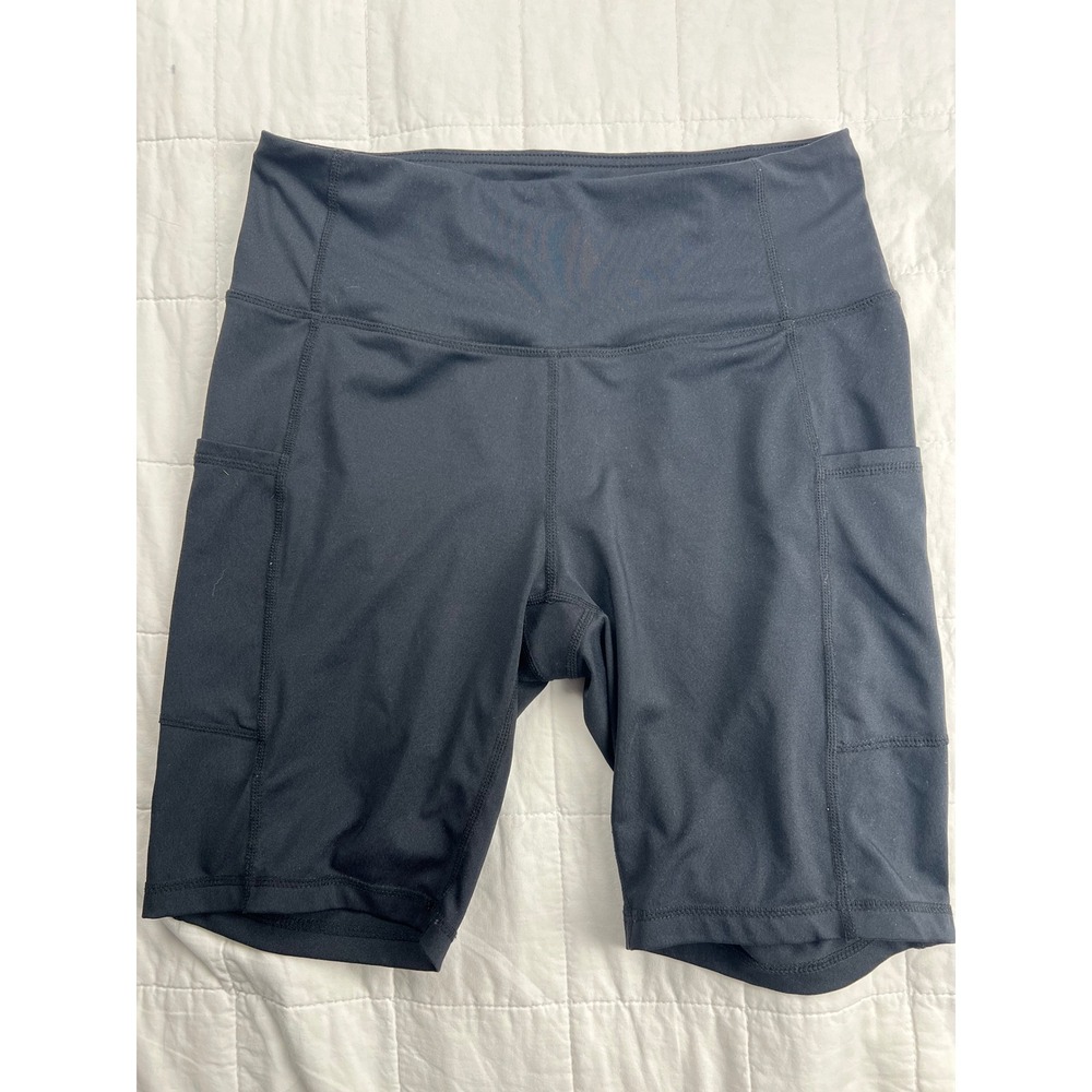 Baleaf Womens Black‎ High Waisted Bike Shorts with Pockets Athletic Workout Sz M